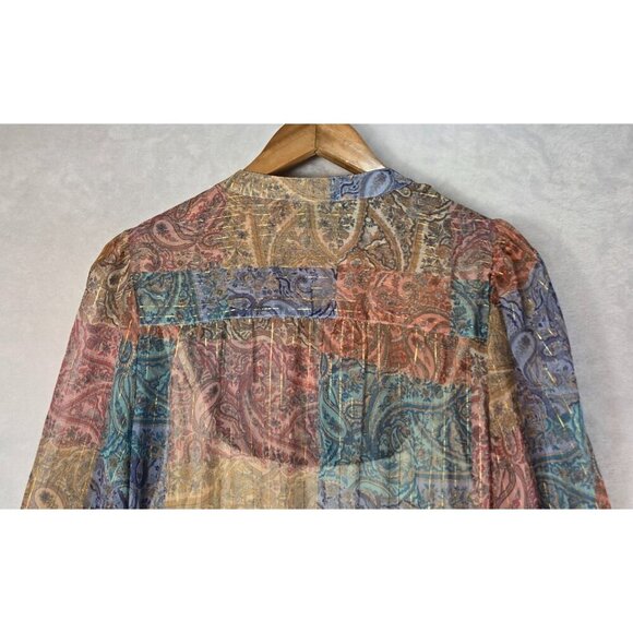 Boston Proper 2 Piece Sheer Dress Sparkly Boho Paisley Sz L Cream Tank Slip - Picture 12 of 16